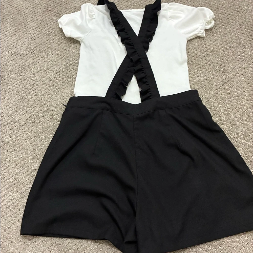 Black  Overalls with Mushroom Design - Picture 2 of 5